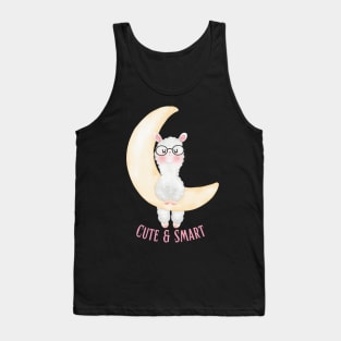 Cute and Smart Cookie Sweet little sleeping llama in glasses cute baby outfit Tank Top